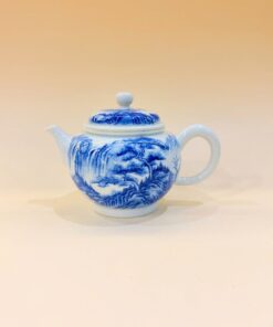 Ấm sứ cảnh đức vẽ tay sơn thủy men thanh hoa cao cấp 210ml AS43