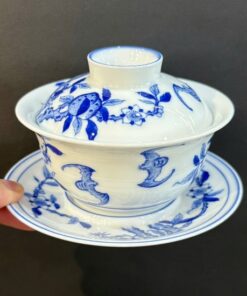 Chén khải sứ cảnh đức vẽ tay đào rơi làm tiềm pha trà đẹp 170ml AS14