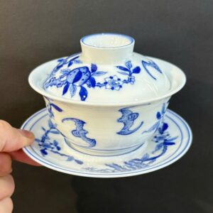 Chén khải sứ cảnh đức vẽ tay đào rơi làm tiềm pha trà đẹp 170ml AS14