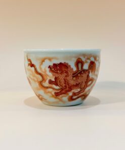 Chén sứ Cảnh Đức men Phấn Thái "Kỳ Lân Hỏa Vũ" CS92