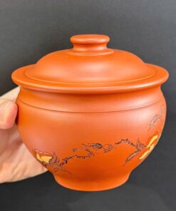 Hũ đựng trà tử sa nguyên khoáng chu nê hình quả đào dáng bầu đẹp 9x11x11cm HT72