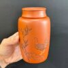 Hũ đựng trà tử sa nguyên khoáng chu nê khắc gà đẹp 5x8x13.5cm dáng cao bảo quản trà tốt