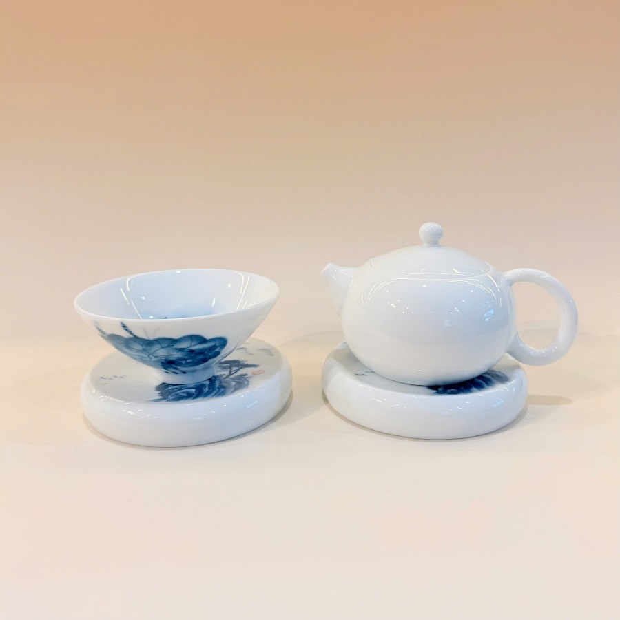 Lót chén trà sứ Cảnh Đức nhiều họa tiết 9.8x1.8cm LC47 - Ảnh 5
