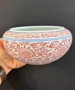 Thuyền trà sứ cảnh đức vẽ tay hoa đẹp men ngũ thái cao cấp 10.5x15x7cm TT33