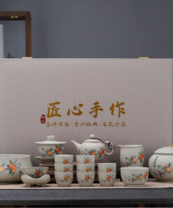 Bộ Ấm Trà Gốm Nung Hình Đào Pháp Lam 9 Chén ATB12