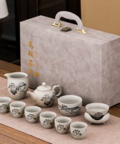 Bộ Ấm Trà Gốm Nung Hoạ Hình Sen 7 Chén ATB08