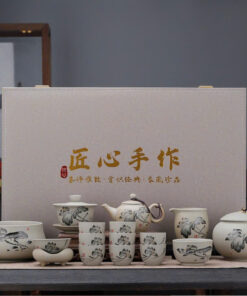 Bộ Ấm Trà Gốm Nung Hình Sen Pháp Lam 9 Chén ATB11