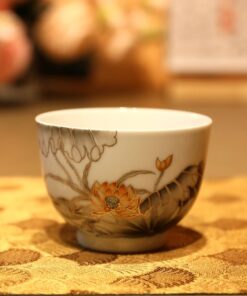 Chén Sứ Cảnh Đức Men Ngũ Thái Hoa Sen 150ml CS06