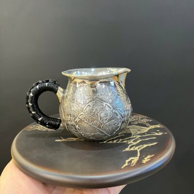 Chén tống bạc nguyên chất 999 gò tay thủ công mai lan cúc trúc CT96.