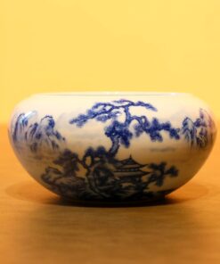 Thuyền Trà Sứ Cảnh Đức Hoạ Sơn Thuỷ Lão Tùng Cỡ Nhỏ TT30