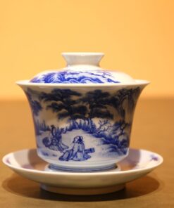 Tiềm Trà Sứ Cảnh Đức Dáng Cao Mục Phu Đọc Sách Sơn Thuỷ 140ml AS82