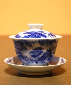 Tiềm Trà Sứ Cảnh Đức Dáng Nhỏ Vẽ Tay Sơn Thuỷ Đẹp 140ml AS81