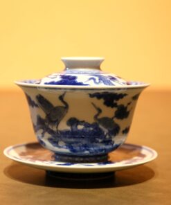 Tiềm Trà Sứ Cảnh Đức Cao Cấp Hoạ Tay Tiên Hạc Tung Cánh 150ml AS85