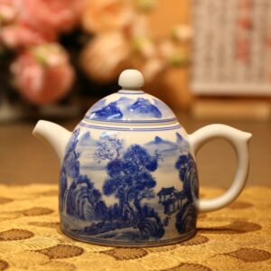 Ấm Sứ Cảnh Đức Dáng Tần Quyền Sơn Thuỷ Nắp Khít 230ml AS89