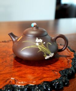 Ấm Tử Sa Tử Nê Thạch Biều Hoạ Hoa Lan 160ml ATS209