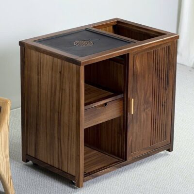 Bàn Trà Di Động Gỗ Mặt Đá Vuông 37x37cm 68x69x46cm BT27
