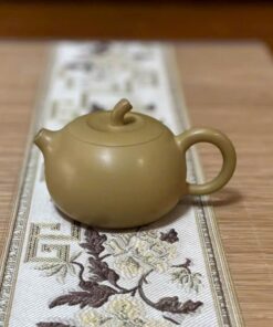 Ấm Tử Sa Nê Hưng Hoả Biến Vàng Trơn Hình Quả Bí 220ml AKC117