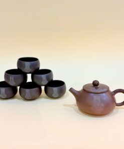 Bộ ấm trà Nê Hưng dáng Đức Trung thấp khắc thiền 250ml AT102