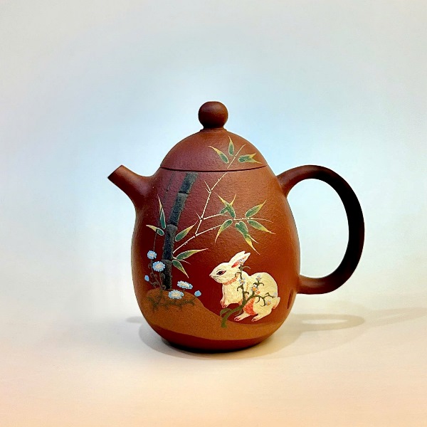 Ấm tử sa Nghi Hưng đất cũ chu nê long đán họa thỏ 160ml ATS199