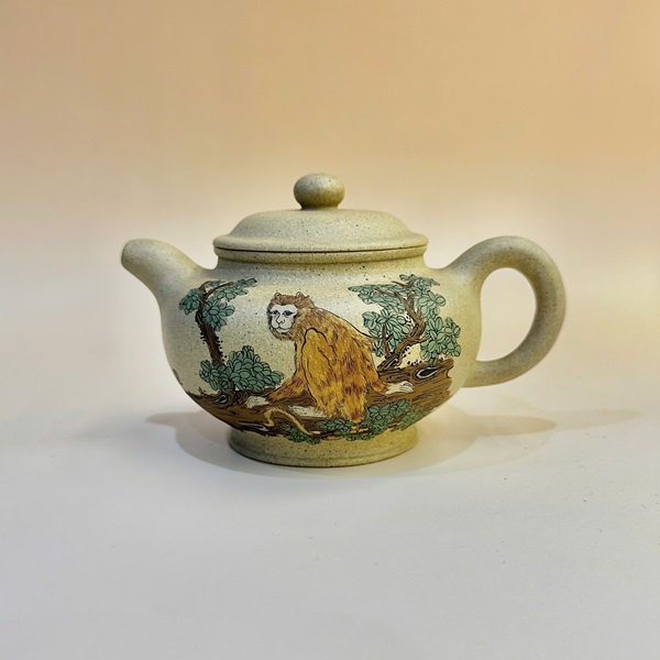 Ấm tử sa Nghi Hưng đoàn nê chuyết chỉ họa khỉ 240ml ATS24-1