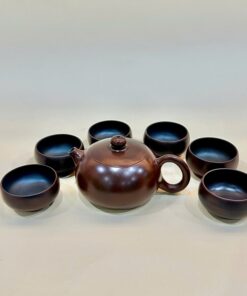 Bộ ấm chén nê hưng tây thi hỏa biến thủ công trơn nắp khít đẹp 230ml BAT05