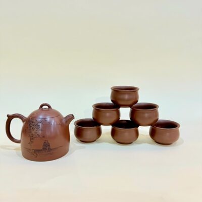 Bộ ấm chén cao cấp khắc hồ gươm Hà Nội thủ công đẹp 220ml BAT180