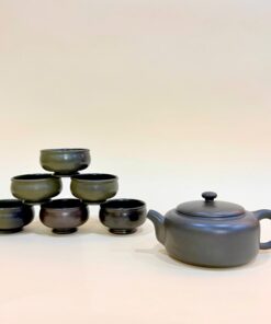 Bộ ấm chén tử sa nê hưng hỏa biến xanh dáng tuyến viên 300ml BAT300