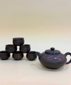 Bộ ấm chén tử sa hoả biến nê hưng hư biến khắc rồng cao cấp 250ml BAT77
