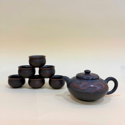Bộ ấm chén tử sa hoả biến nê hưng hư biến khắc rồng cao cấp 250ml BAT77