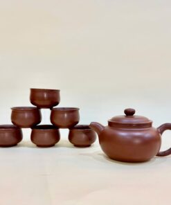 Bộ ấm chén tử sa nê hưng dáng biển phúc thủ công trơn nâu đẹp 230ml BAT85
