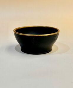 Chén tử sa đất cũ hắc nê viền vàng khắc bát nhã tâm kinh 80ml CTS33