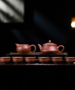 Bộ ấm tử sa Nghi Hưng đại hồng bào văn đán 250ml kèm 6 chén AT36.