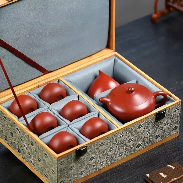 Bộ ấm tử sa Liên Tử Đại Hồng Bào 280ml AT37