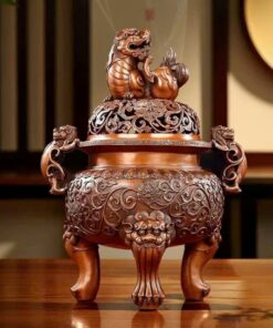 Lư trầm đồng đỏ Nghê Tỳ Hưu cao 18cm LD64