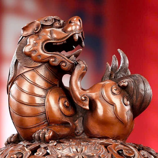 Lư Trầm Đồng Đỏ Nghê Tỳ Hưu Cao 18cm LD64 - Ảnh 2