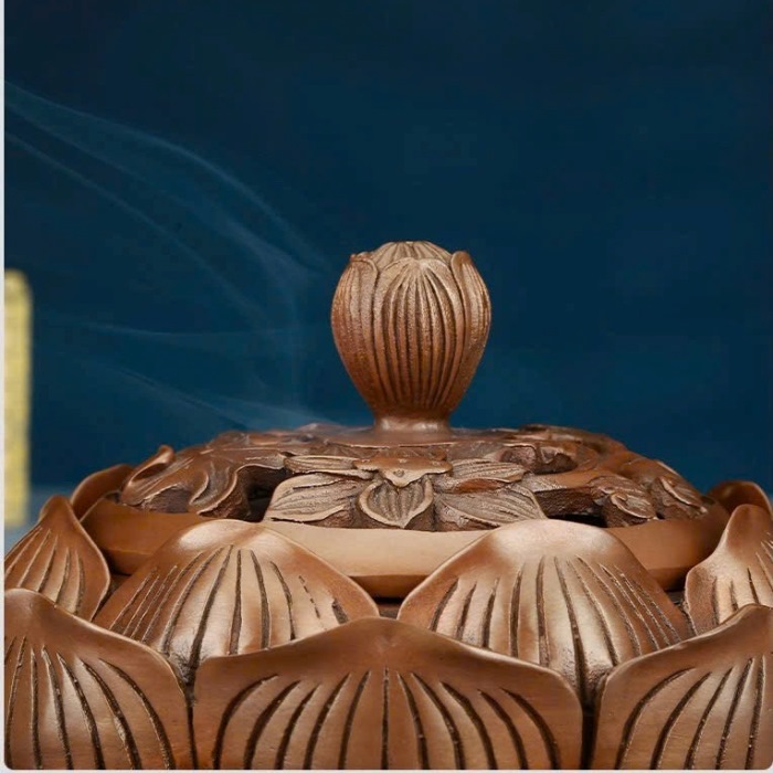 Lư Trầm Đồng Đỏ Khắc Sen LD65 - Ảnh 4