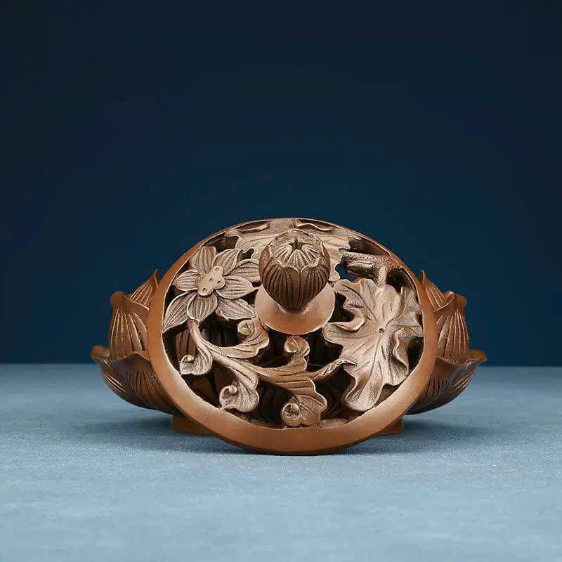 Lư Trầm Đồng Đỏ Khắc Sen LD65 - Ảnh 5