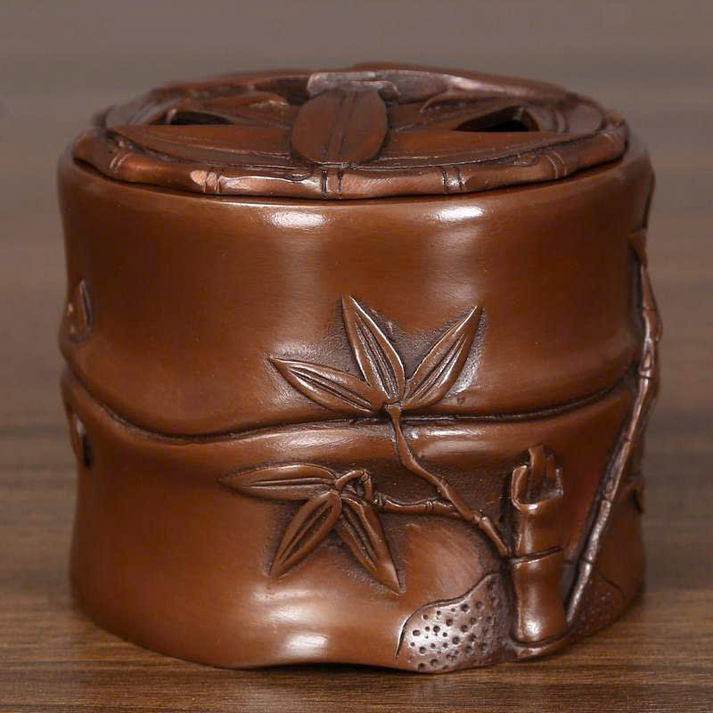 Lư Trầm Đồng Đỏ Khắc Trúc LD66 - Ảnh 2