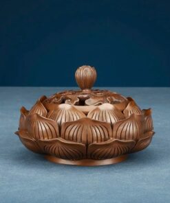 Lư xông trầm Đồng Đỏ Khắc Sen LD75