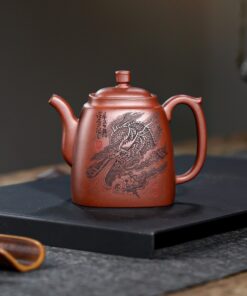 Ấm Tử Sa Đất Cũ Đáy Tào Thanh Tứ Phương Hoạ rồng 330ml ATS611