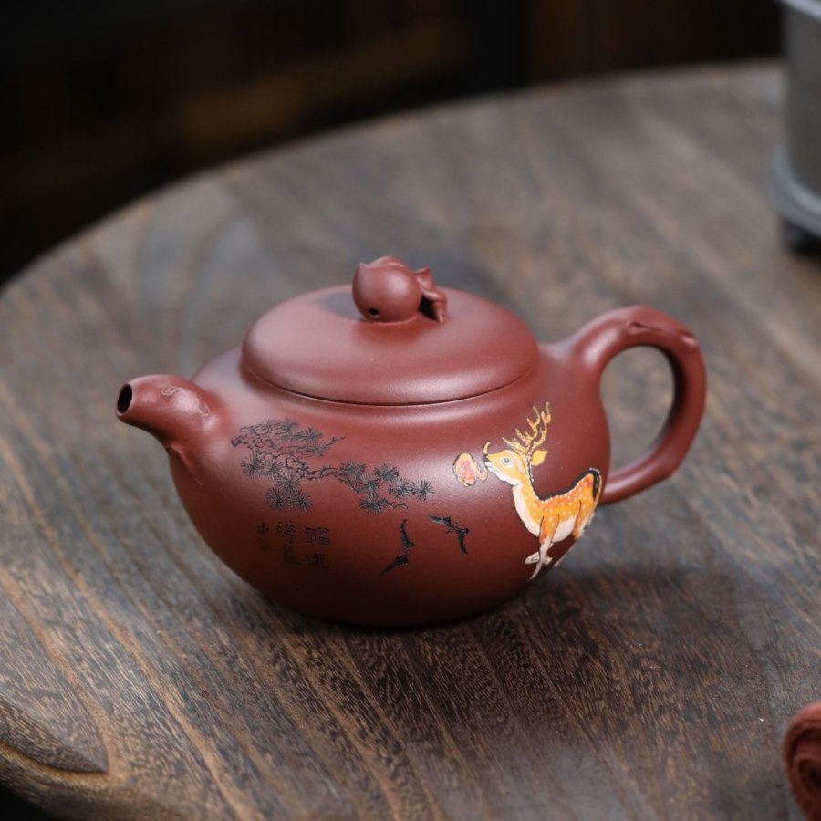 Ấm Tử Sa Đất Cũ Tử Nê Chuyết Chỉ Hươu Tùng Trường Thọ 150ml ATS617 - Ảnh 3