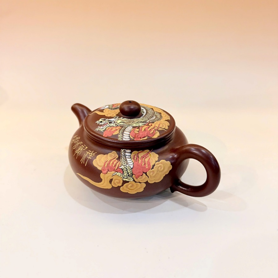 Ấm Tử Sa Đất Cũ Đáy Tào Thanh Biển Phúc Long Ẩn Đắp Nổi 300ml ATS616 - Ảnh 2