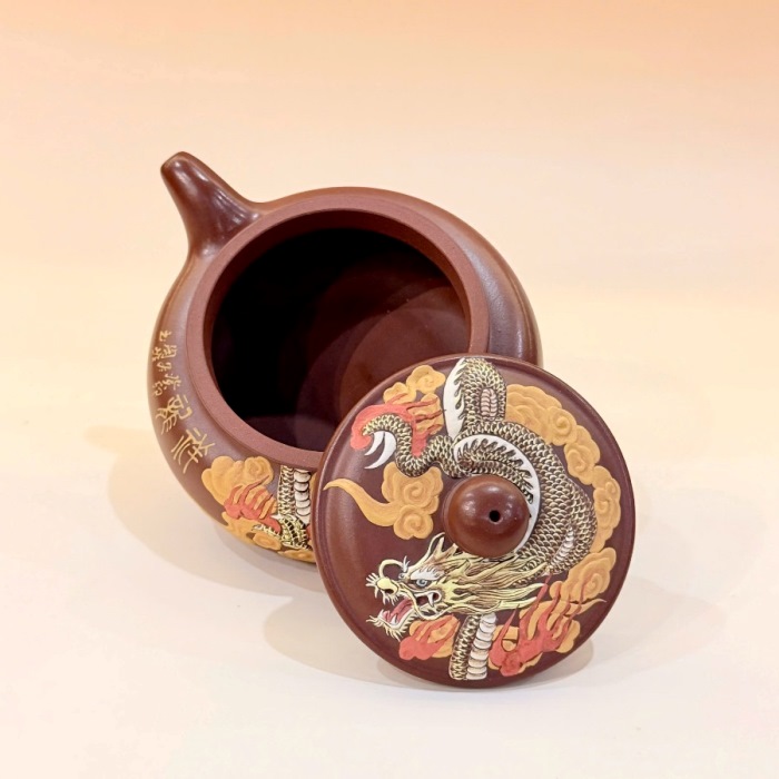 Ấm Tử Sa Đất Cũ Đáy Tào Thanh Biển Phúc Long Ẩn Đắp Nổi 300ml ATS616 - Ảnh 5