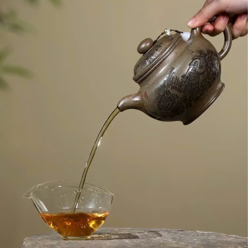 Ấm tử sa biển phúc khắc tùng hạc 700ml ATSM08 - Ảnh 5