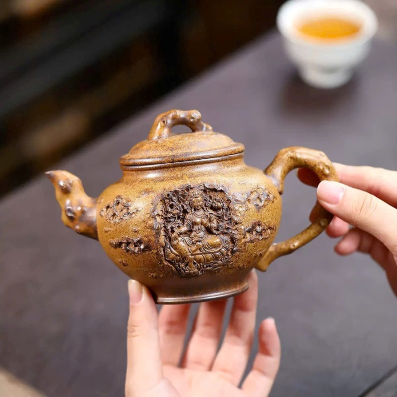 Ấm tử sa tiêu anh khắc Phật 340ml ATSM15