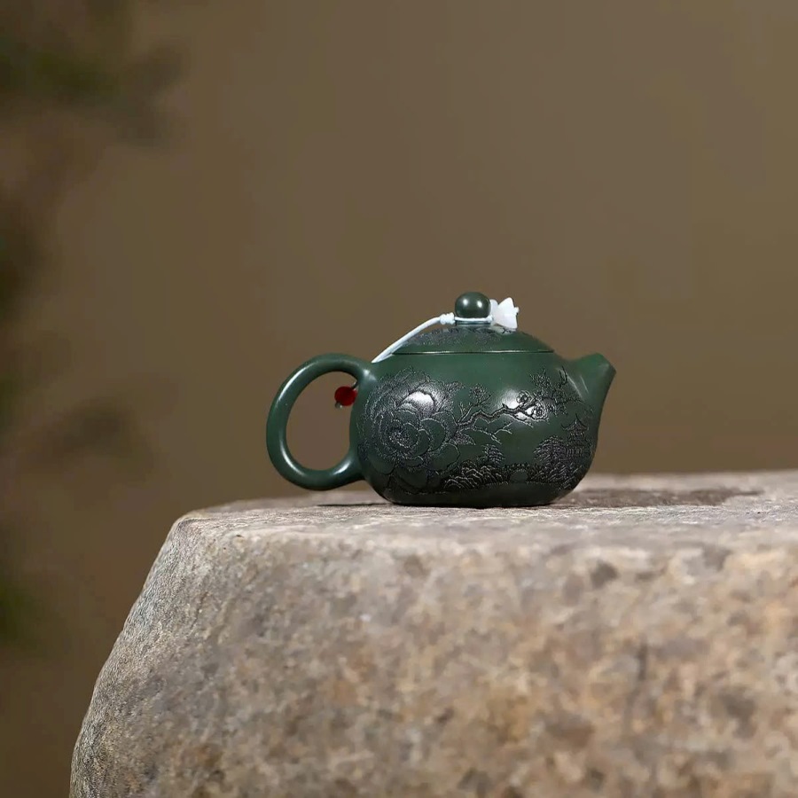 Ấm tử sa lục nê tây thi khắc hoa mẫu đơn 160ml ATSM19 - Ảnh 3