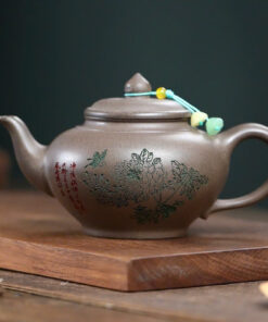 Ấm Tử Sa Tiêu Anh Lão Đoàn Nê Hoạ Cúc Vạn Thọ 300ml ATSM58