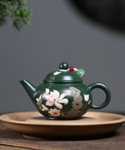 Ấm Tử Sa Lục Nê Thuỷ Bình Khắc Hoa Đối Ẩm 140ml ATSM59