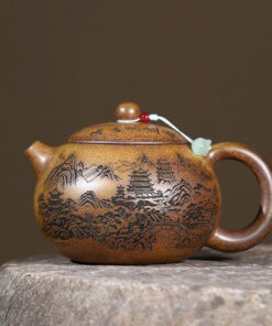 Ấm Tử Sa Hoả Biến Đoàn Nê Tây Thi Khắc Sơn Thuỷ ATSM63