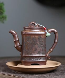 Ấm Tử Sa Tứ Phương Trúc Đoạn Hoả Biến Sơn Thuỷ ATSM65